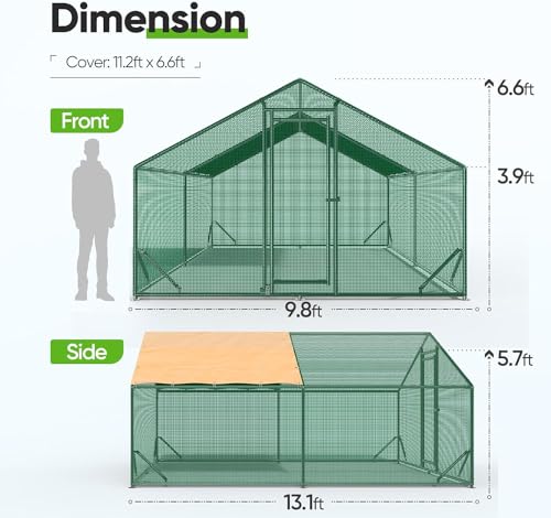 Quictent Premium Large Metal Chicken Coop Run Upgraded with Galvanized Hardware Cloth & 1.26" Reinforced Metal Tube