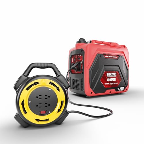 ERAYAK 4500PDM SuperPower Bundle: Inverter Generator + 25FT Retractable Cord Reel - Ultimate Heavy-Duty Power Solution
