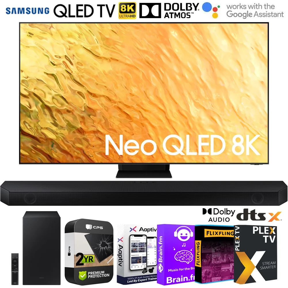 Samsung QN75QN800B 75 Inch QN800B Neo QLED 8K Smart TV Bundle with Samsung HW-Q600B 3.1.2ch Soundbar