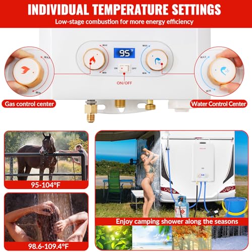 Tankless Water Heater Propane,2.64GPM 10L Outdoor Portable water heater,with 2 GPM Water Pump
