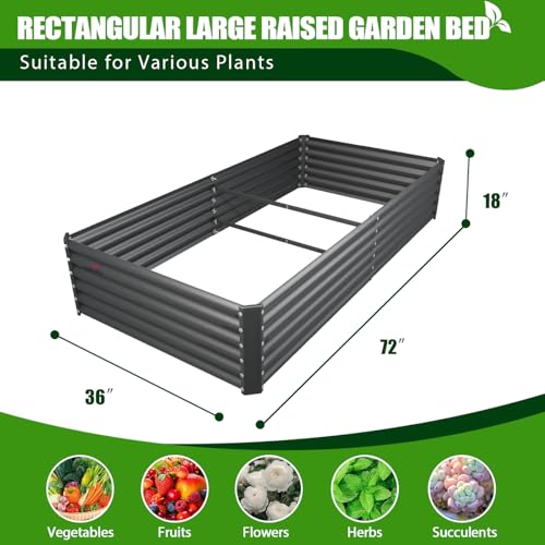 A ANLEOLIFE 8X4X1.5 ft Galvanized Raised Garden Beds Outdoor, Oval Large Metal Planter Box for Planting Vegetables Flowers Herb