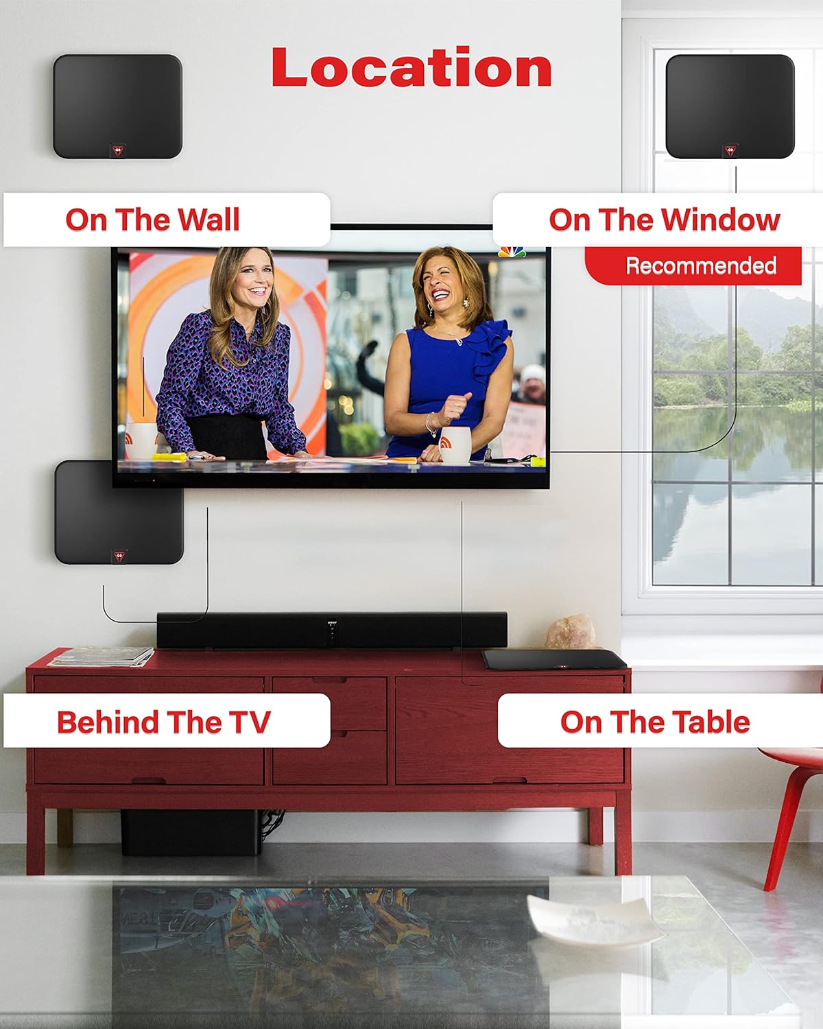 Gesobyte Amplified HD Digital TV Antenna Long 250 Miles Range - Support 4K 1080p Fire tv Stick and All Older TV's