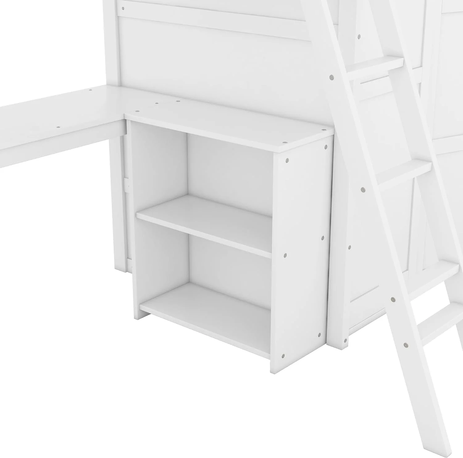 Lof Bed Wih Wardrobe Ad Desk, Wood Size Lof Bed Wih Desk Udereah Ad Sorage Shelves, Lof Bed Wih Close For Kids Boys Girls ees,Whie