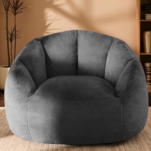 Giant Bean Bag Chair for Adults - Comfy Plush Round Shell Soft Accent Chair, Oversized Cozy Lounge Floor Sofa Reading Chair