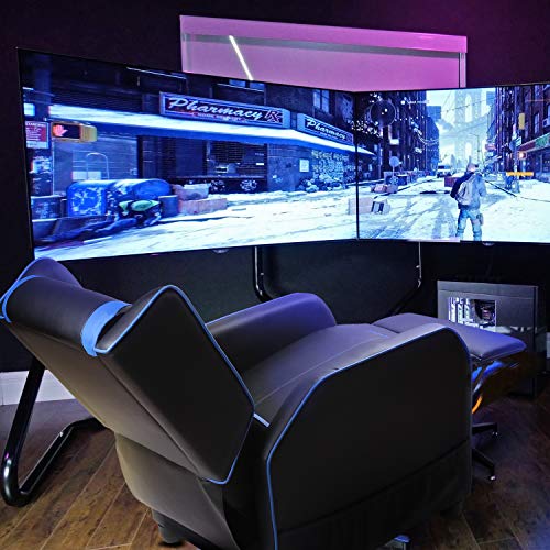 Vitesse Gaming Recliner Chair Racing Style Single Ergonomic Lounge Sofa Modern PU Leather Reclining Home Theater Seat for Living Gaming Room (Blue)
