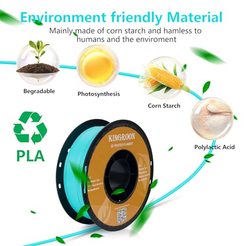 Kingroon PLA 3D Printer Filament, 12Rolls, Dimensional Accuracy +/- 0.03 mm, 12kg Spool(26.4lbs)