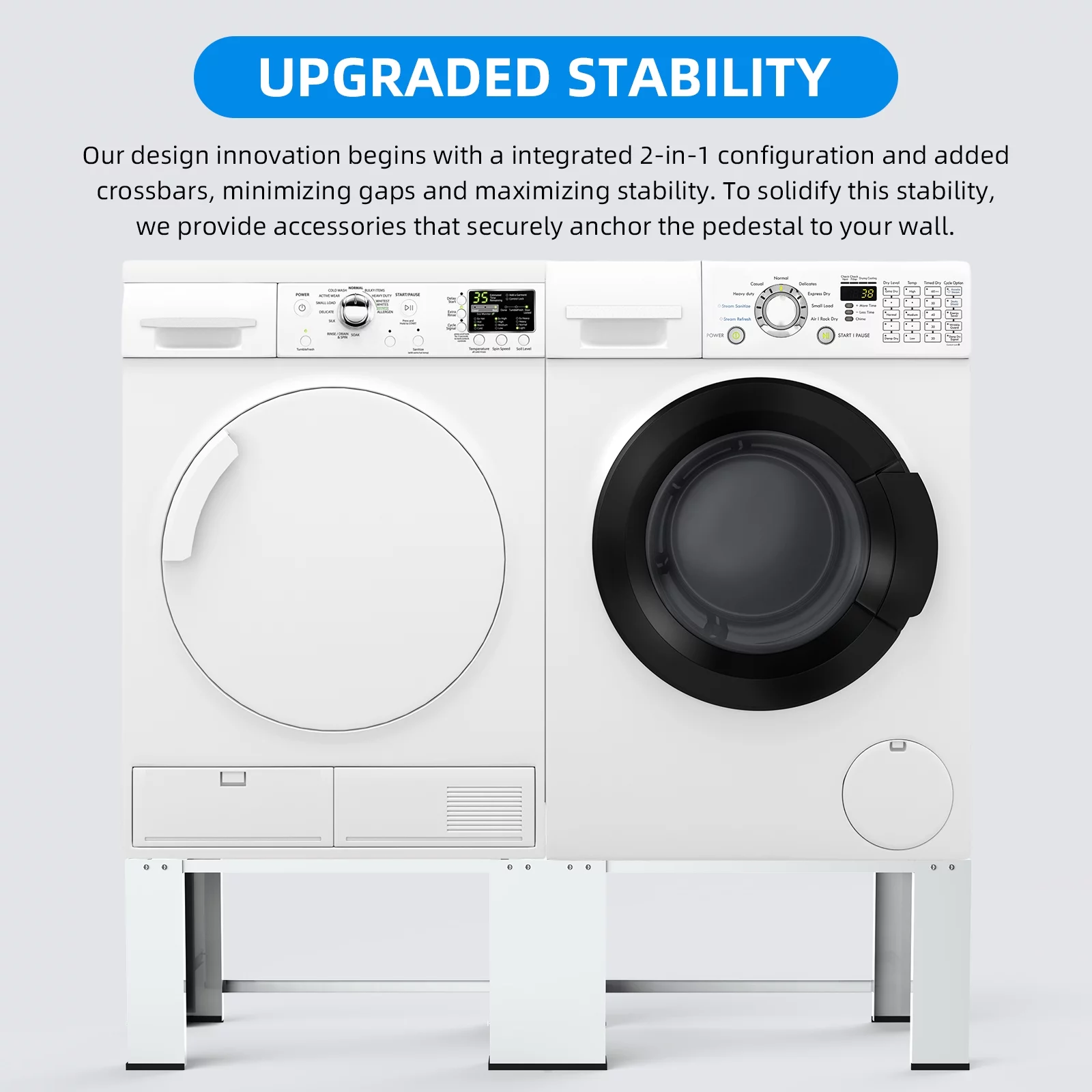 Wash Dryer Pedestals 29" 2-in-1 Upgraded Design Matalde Laundry Pedestal Heavy Duty, Washer and Dryer Stand, White