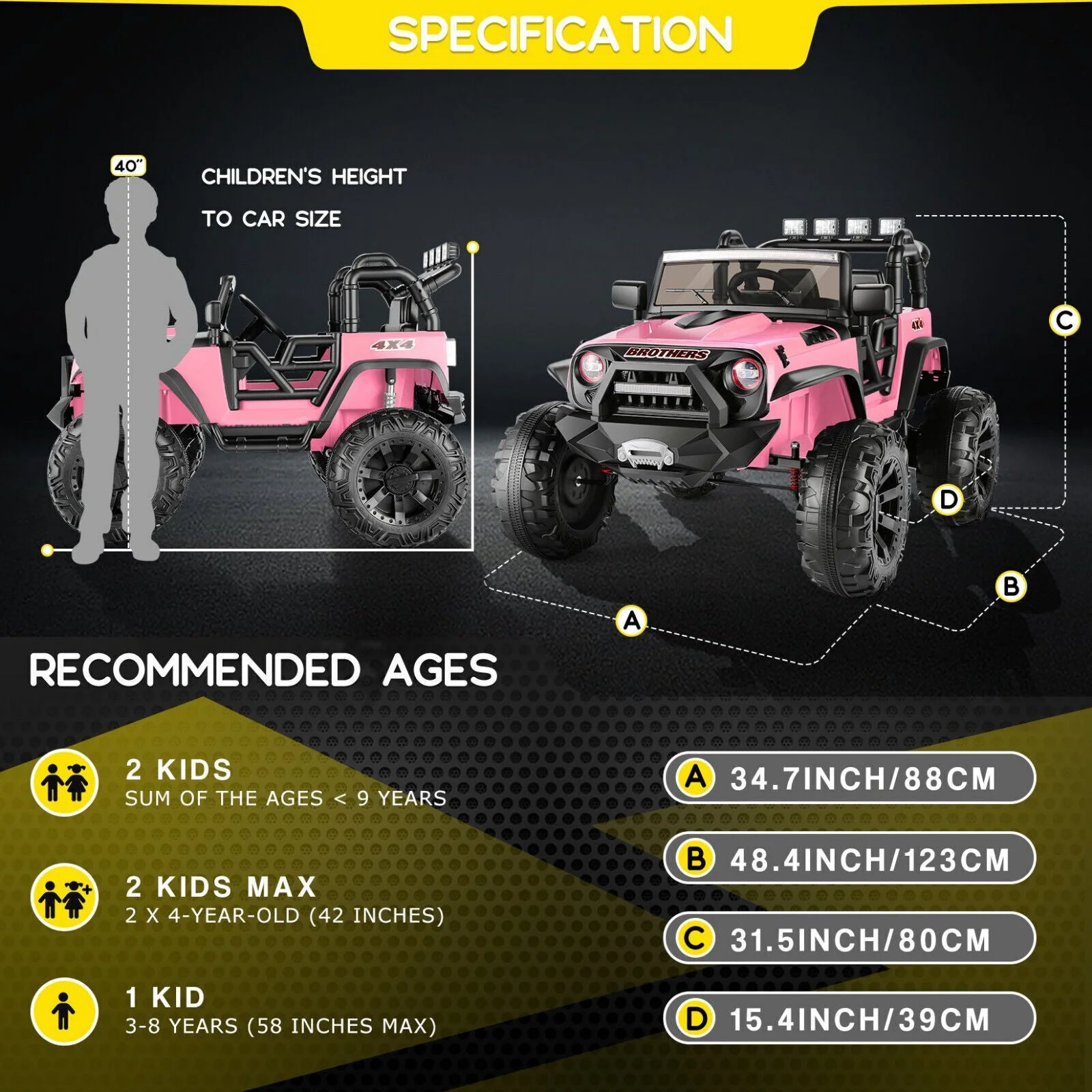 2-Seater 24V Electric Ride-On Truck with Bluetooth and Remote Control - 400W Power - Curated Treasures Market