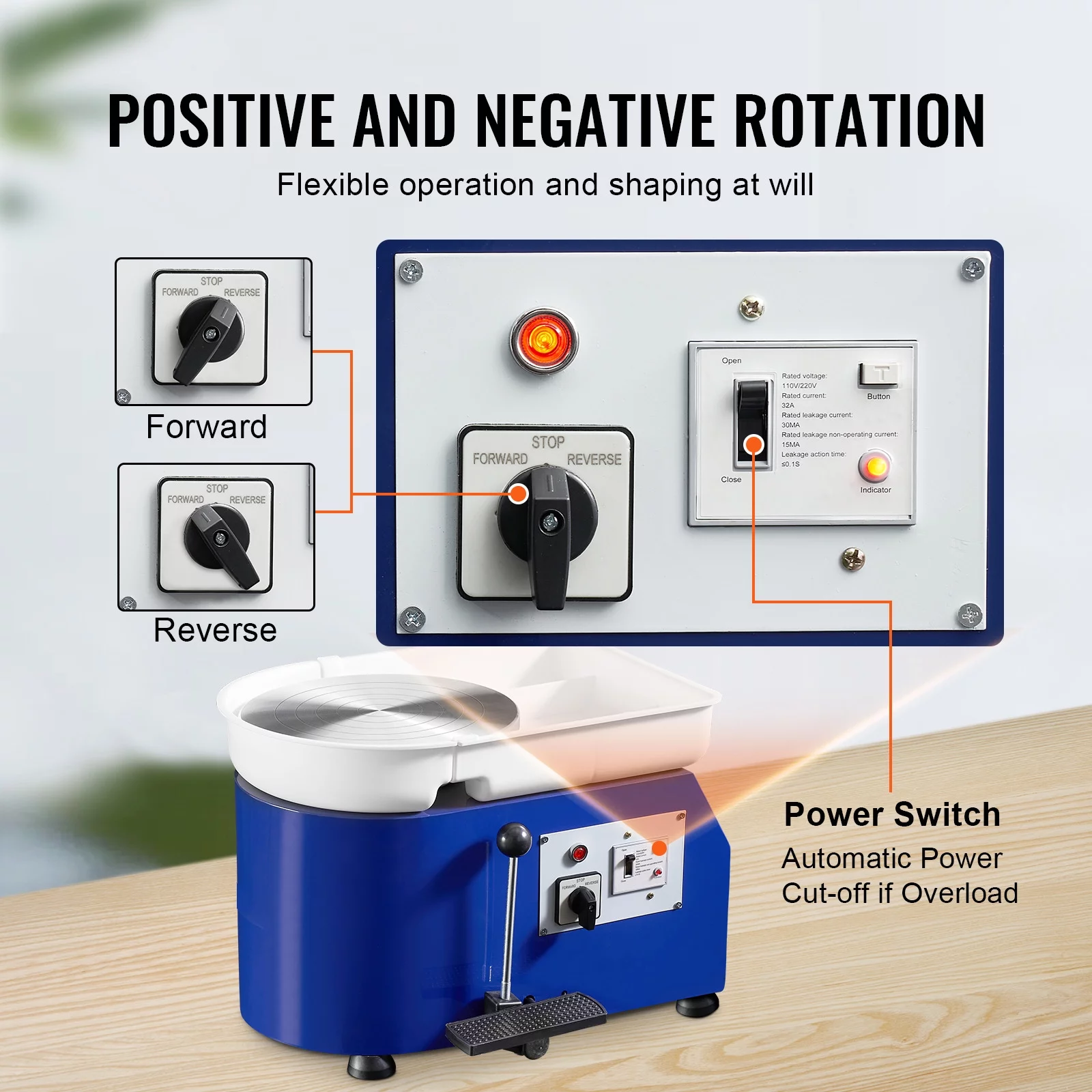 BENTISM Pottery Wheel, 11" Ceramic Wheel Forming Machine, Adjustable 60-300RPM Speed Handle and Foot Pedal Control