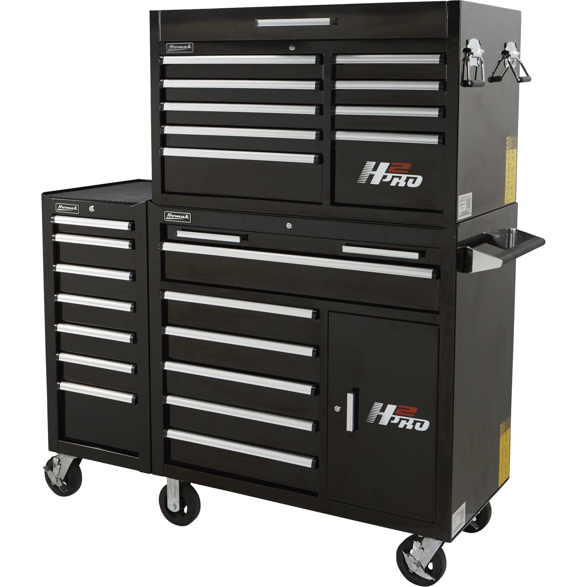 Homak H2Pro Series 7 Drawer Side Cabinet, Black, 18x22