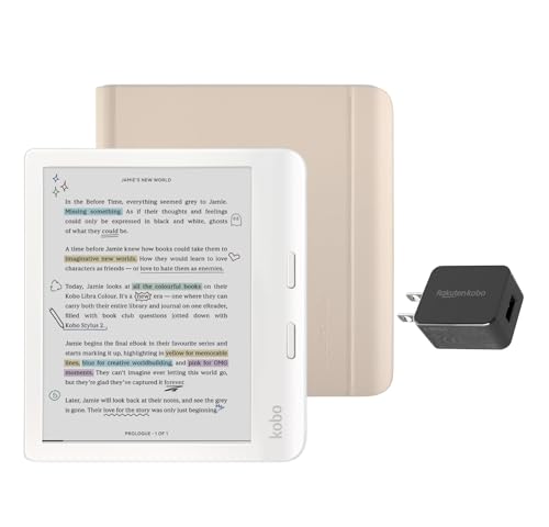 Kobo Libra Colour White eReader with Case Bundle (Dusk Blue SleepCover, Case Bundle)