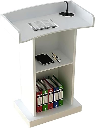 Podium Wood Stand Podium Stand Floor Standing Podiums Reception Desk for Speakers with Storage Shelf, Wooden Speaking Ideal for Conference