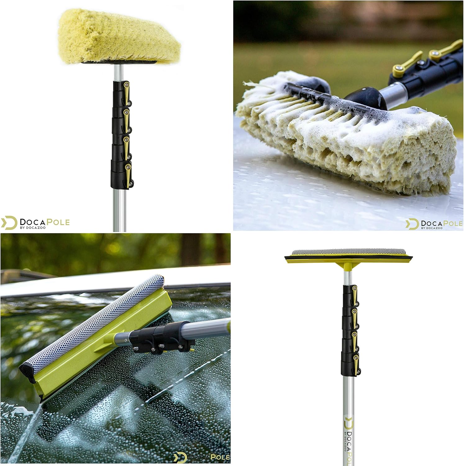 DocaPole 6-24 Foot Car Cleaning Kit | Car Wash Kit with Soft Car Wash Brush, Car Squeegee, Car Wash Mitt (2X)