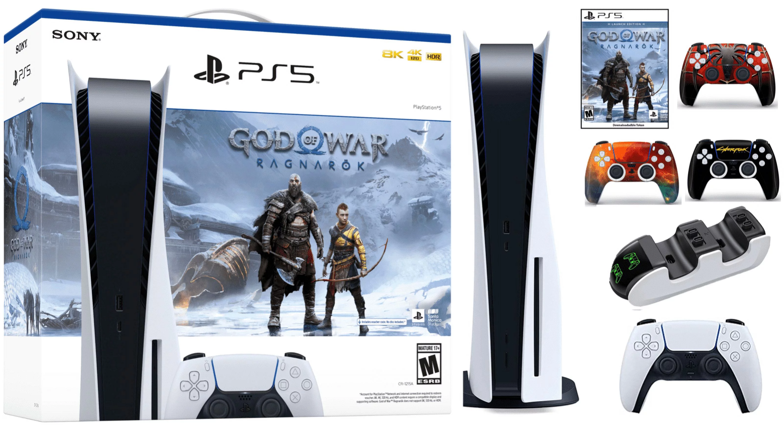 2022 Newest Sony Playstaton Gaming Console PS5_Disk God of War Ragnark Bundle Edition, AMD Ryzen Zen 8 Cores, 16GB GDDR6 RAM