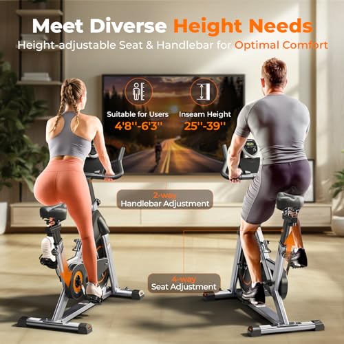 YOSUDA Exercise Bike, Brake Pad Stationary Bike for Home with Exclusive App, Magnetic Indoor Cycling Bike with 300 lb Weight Capacity, Low Noise