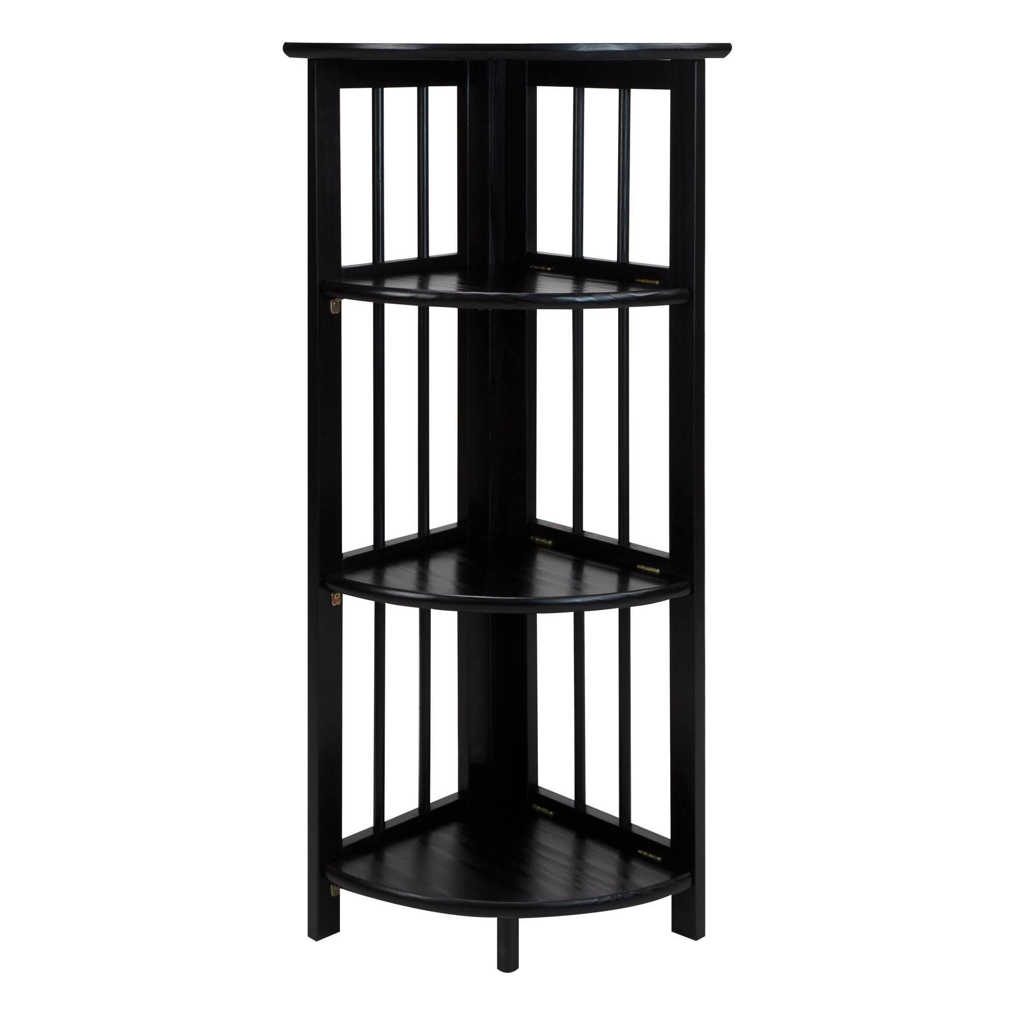 38.75x22 4 Shelf Corner Folding Bookcase Black - Flora Home