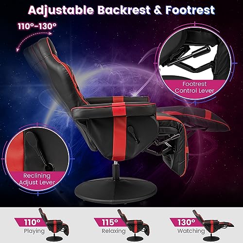 Goplus Massage Gaming Chair, Racing Style Gaming Recliner w/Adjustable Backrest and Footrest