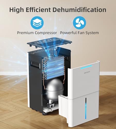 1500 Sq. ft Dehumidifier for Basement and Large Room, 21 Pints Dehumidifiers for Home with Drain Hose, Intelligent Humidity Control, 3 Modes