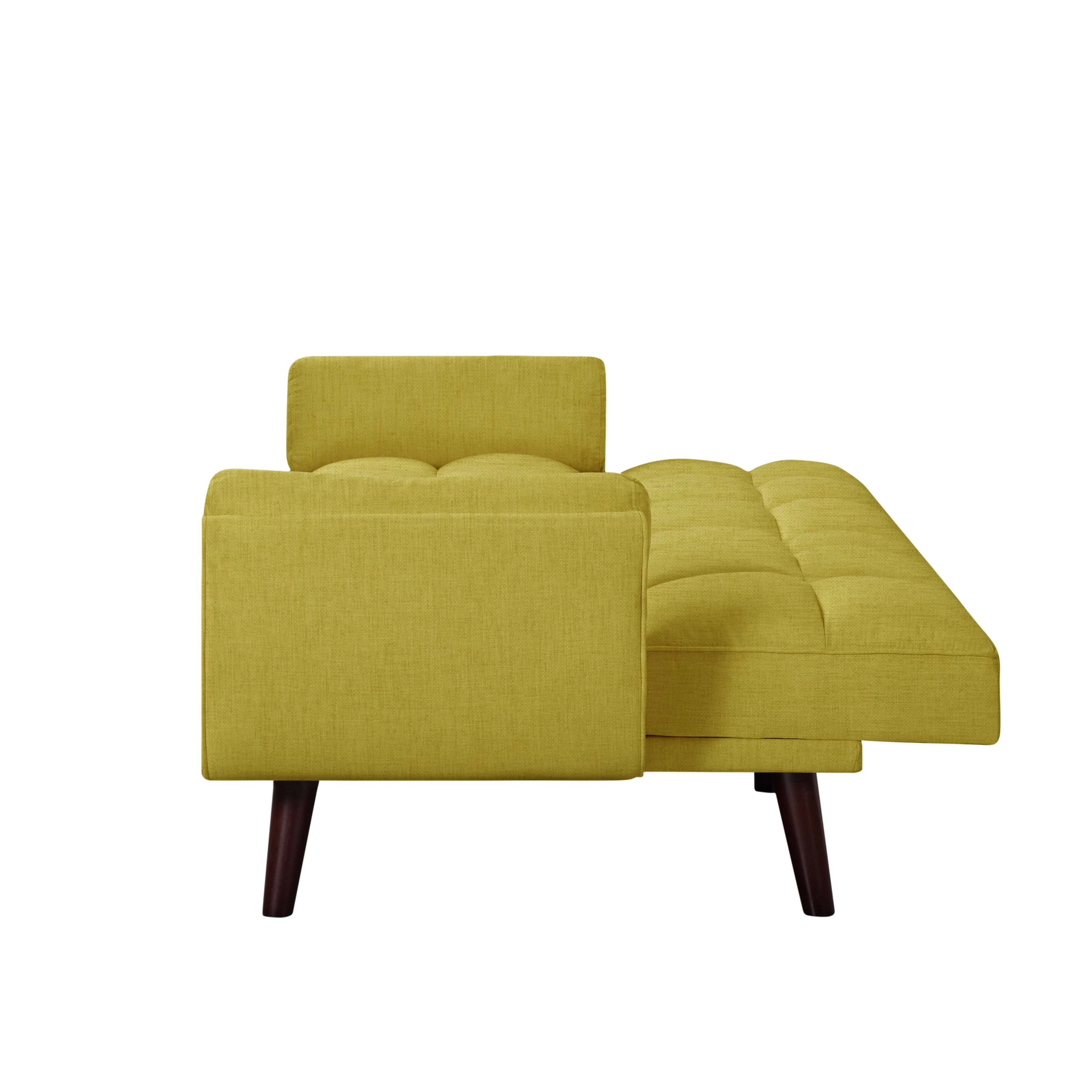 BSHTI 74.4 inch Foam Futon Sofa Bed,Converted Futon Sofa Sleeper with 2 Pillows for Livingroom(Yellow)