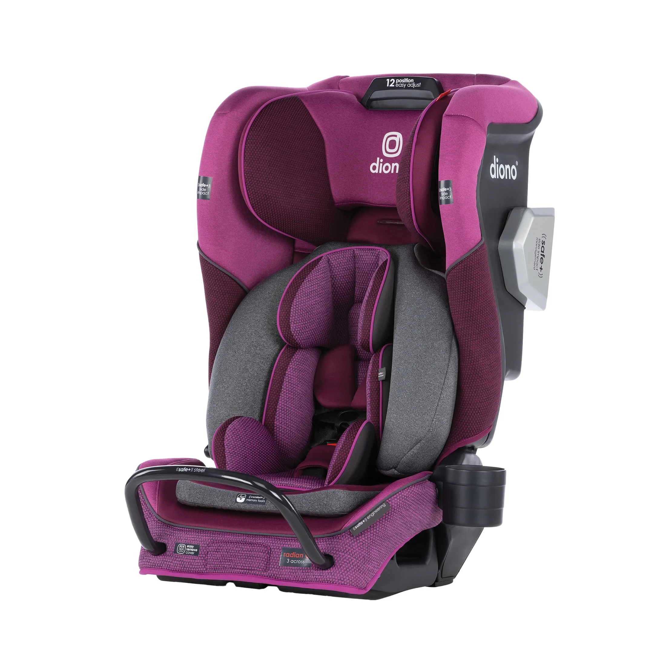 Diono Radian 3QXT SafePlus All-in-One Convertible Car Seat, Slim Fit 3 Across, Red