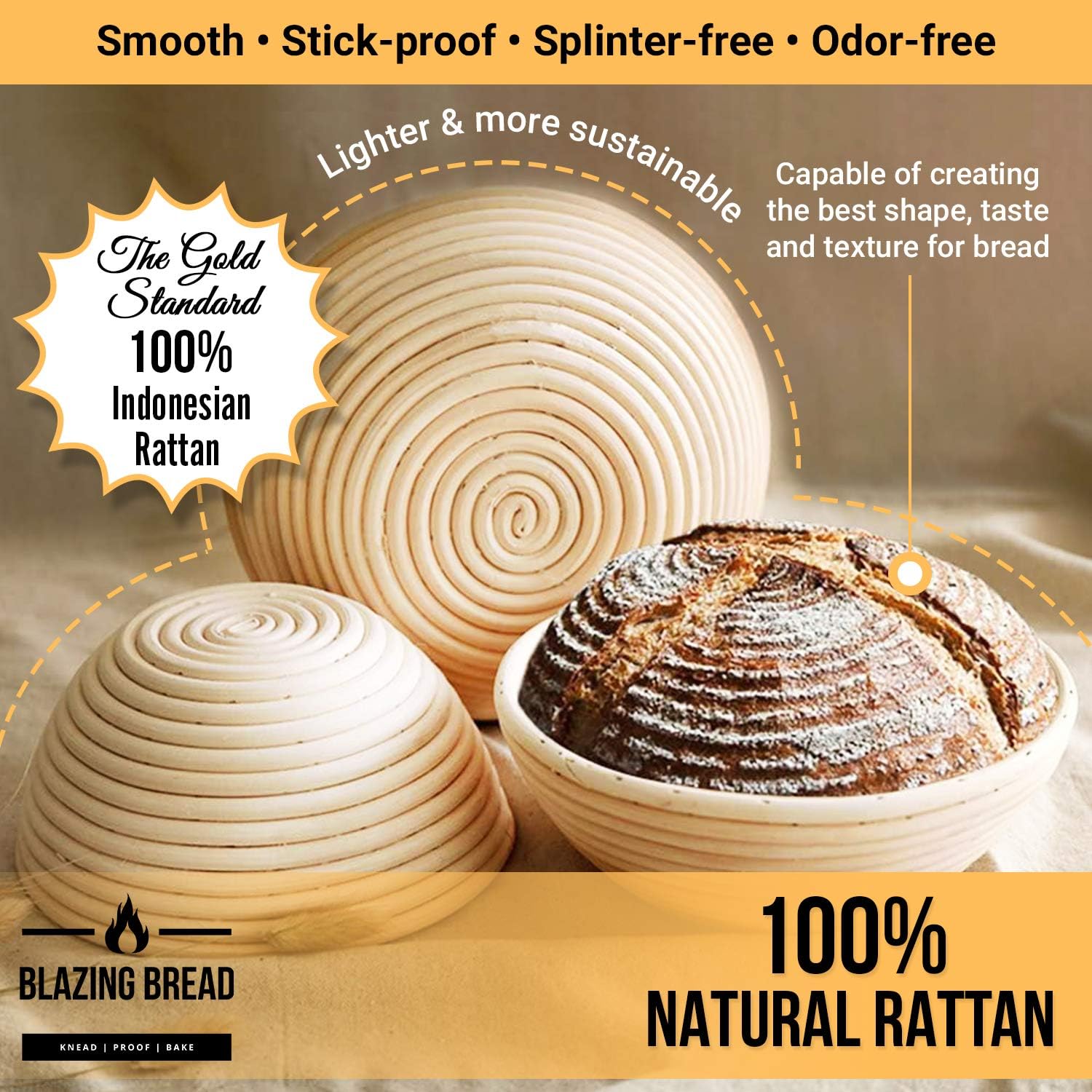 Most Complete Bread Banneton Proofing Basket Kit