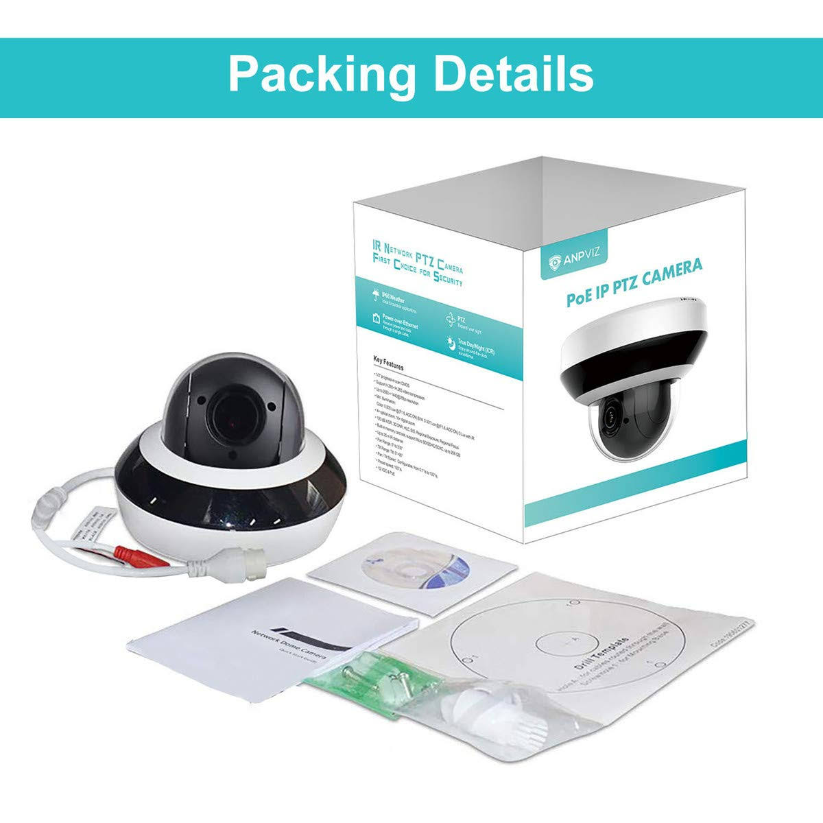 Anpviz Security 4.0MP PoE IP PTZ Dome Camera, Hikvision Compatible 4X Optical, 16x Digital Zoom, H.265+ Outdoor Mini Security Ca