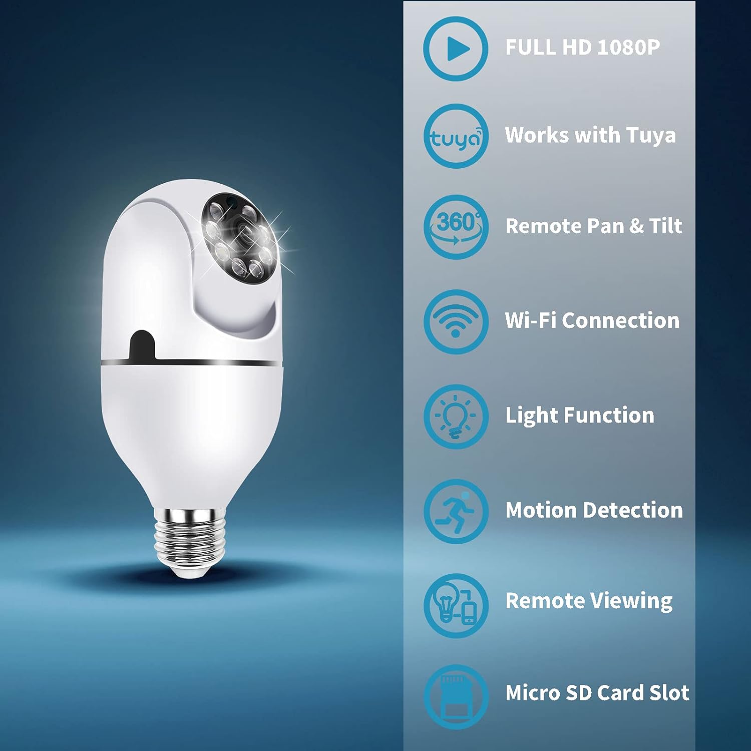Pan Tilt Security Camera, Full-HD 1080P Wireless Wi-Fi IP Camera