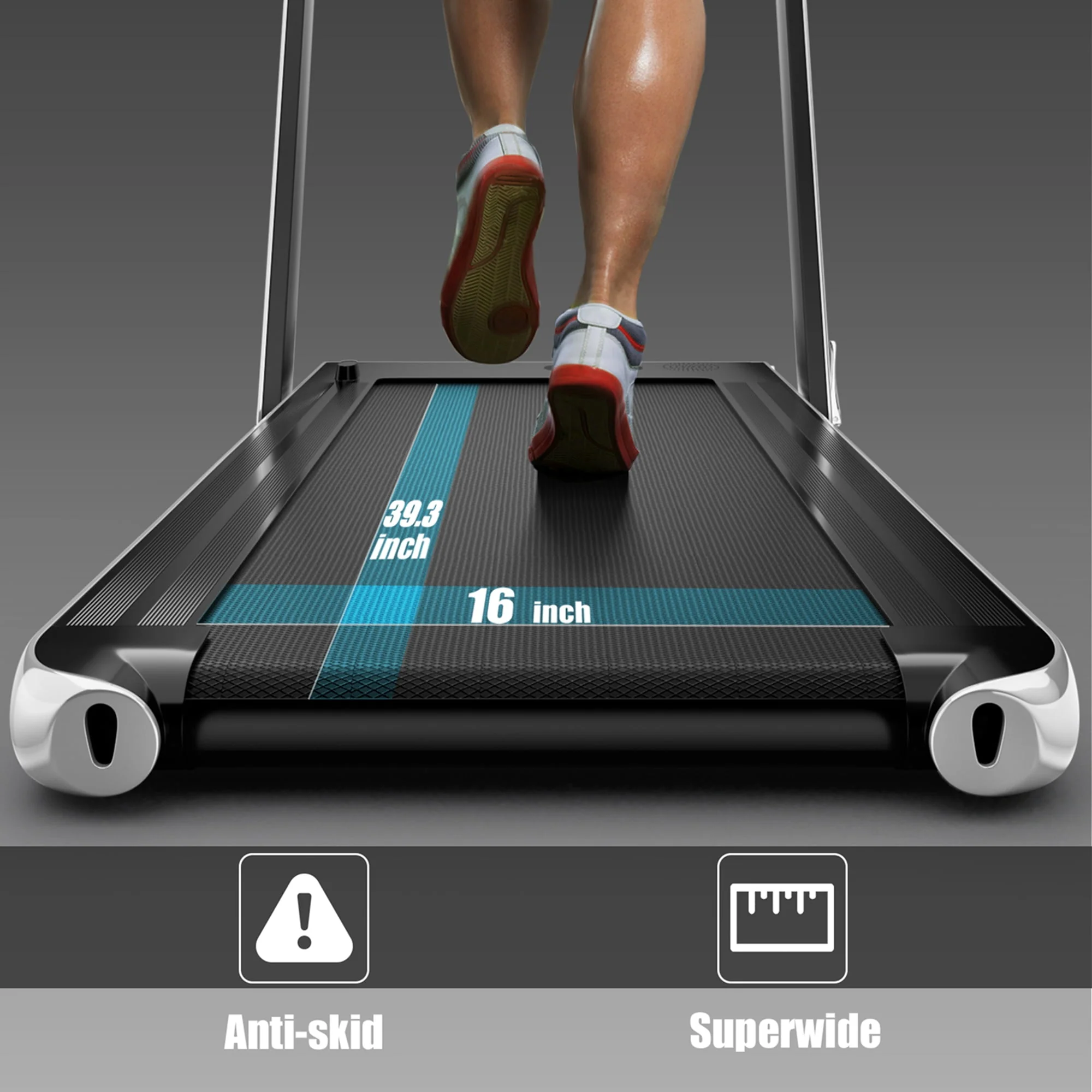 SuperFit Up To 7.5MPH 2.25HP 2 in 1 Single Display Screen Folding Treadmill W/ APP Control Speaker Remote Control Blue