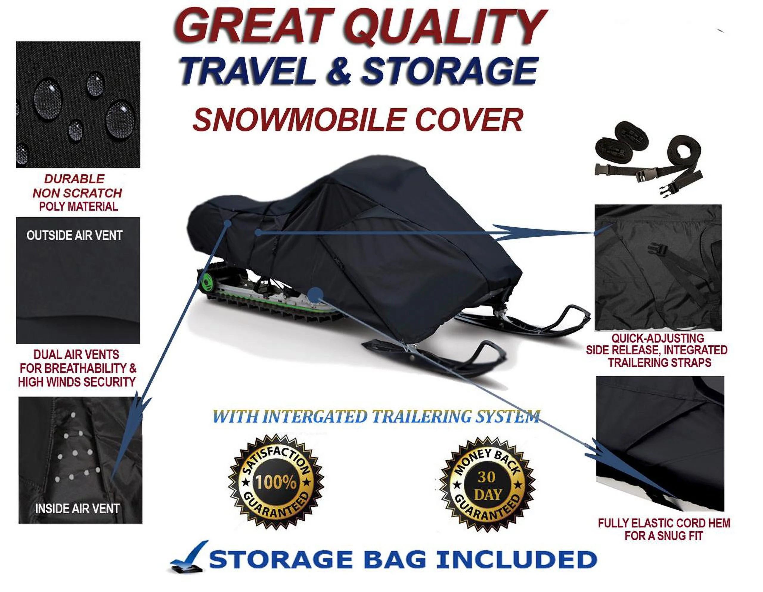 300D Snowmobile Travel and Storage Cover Compatible for 2006-2007 Yamaha VK Professional Sleds. Slush and Mud Protection