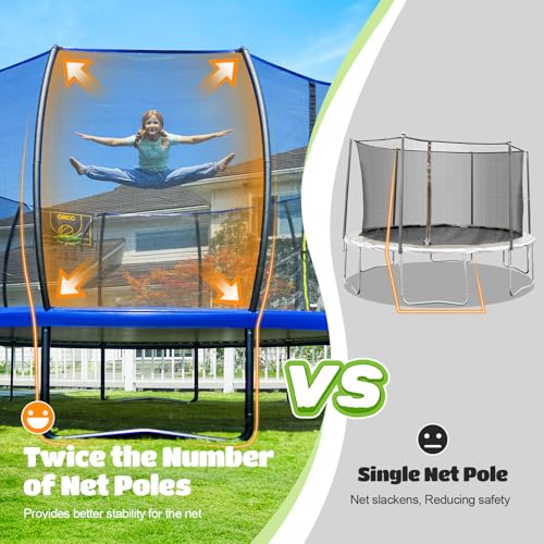 ORCC 1200LBS Weight Capacity Trampoline 16 15 14 12 10 8FT Outdoor Yard Trampolines for Kids Adults Outdoor Yard Trampolines for Kids Adults
