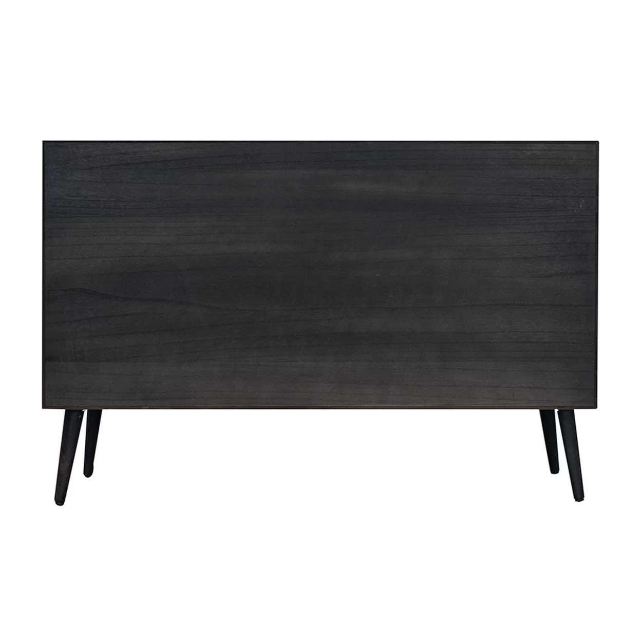 Dana 47 Inch TV Media Entertainment Center, Pine Wood, Rattan Doors, Black- Saltoro Sherpi