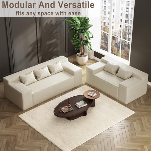 Modern Loveseat, Sofa Couch in a Box, No Assembly Needed, with 2 Pillows, Cat-Scratch Resistant Linen,Small Sofa for for Small Space, Living Room