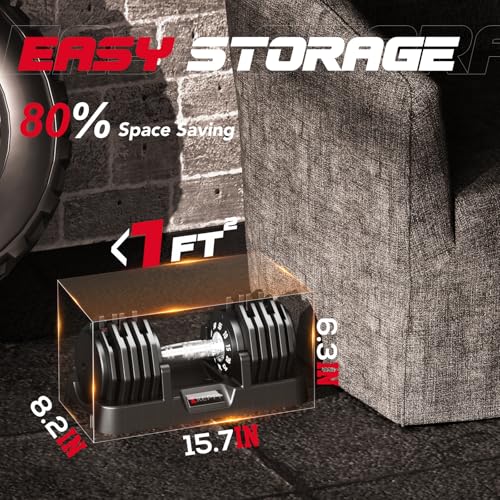 Keppi Adjustable Dumbbells Set-25lb/40lb/55lb/60lb, Anti-Slip Metal Fast Adjust Weight Handle, Exercise & Fitness for Full Body Workout