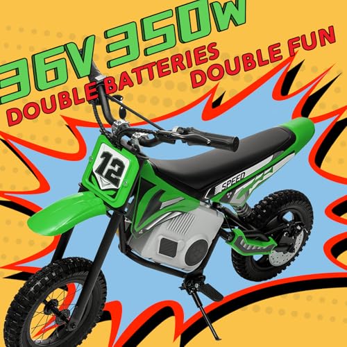 KerryYoo 36V 350W C11 Electric Dirt Bike for Kids 8-14, Up to 16MPH Off-Road Electric Motorcycle with Explosion-Proof Tires, Twist Grip Throttle