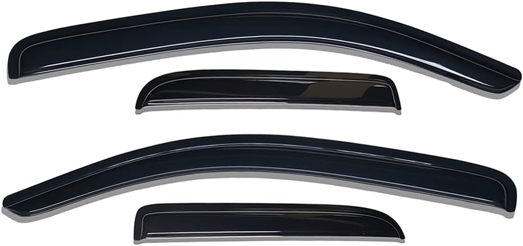 Lightronic WV94528 Tape-on Rain Guard, Dark Smoke, 4 PCS Set for 2014-2018 Silverado/Sierra 1500, 2015-2018 Silverado/Sierra 2500 HD & 3500 HD