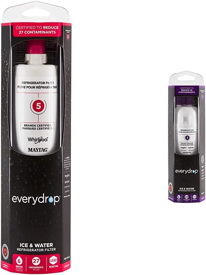 Everydrop by Whirlpool Refrigerator Water Filter 5, EDR5RXD1 (Pack of 1) & Refrigerator Water Filter 1, EDR1RXD1 (Pack of 1), Purple