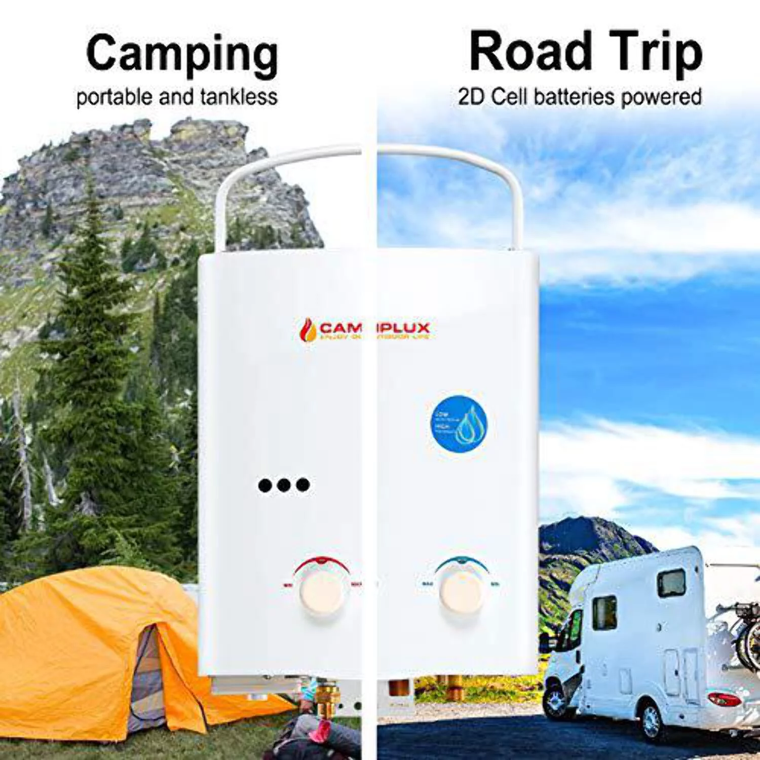 Camplux 5L 1.32 GPM Outdoor and Indoor Portable Propane Tankless Water Heater