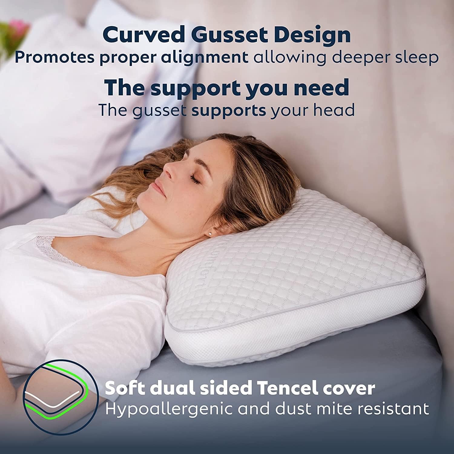 PureComfort Curved Pillow - Adjustable Side Sleeper Pillow for Neck and Shoulder Pain - Cervical Contour Pillow for Sleeping