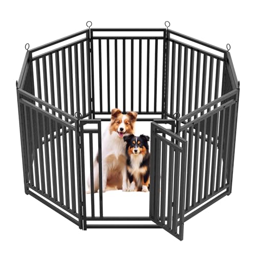 Dog Fence Outdoor Indoor, 40" Inch Height 16 Panels Dog Playpen for Large/Medium/Small Dogs Metal Dog Pen for Yard Camping and RV | Black-Silver