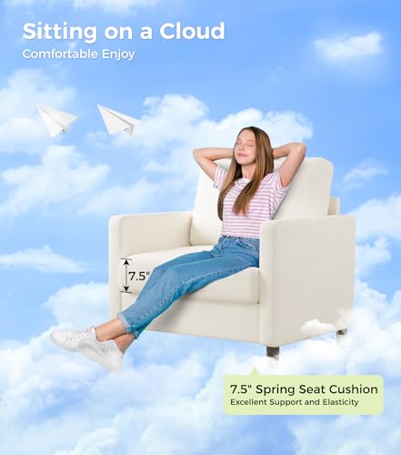 Sofa Accent Chair, 33" Reading Chair for Bedroom, Tool-Free Setup Living Room Accent Chairs, Comfy Arm Chairs Living Room, All-Wood Reading Nook