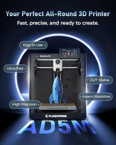FLASHFORGE 3D Printer AD5M, CoreXY 600mm/s High-Speed Printer with 1-Click Auto Leveling, High-Temp Direct Drive Extruder, 3s Quick-Swap Nozzle