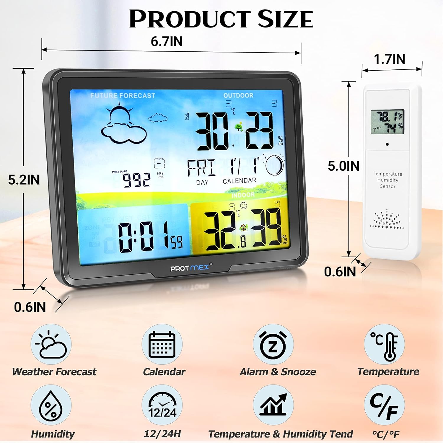 Protmex Wireless Weather Station Indoor Outdoor RCC Thermometer with 3 External Sensor