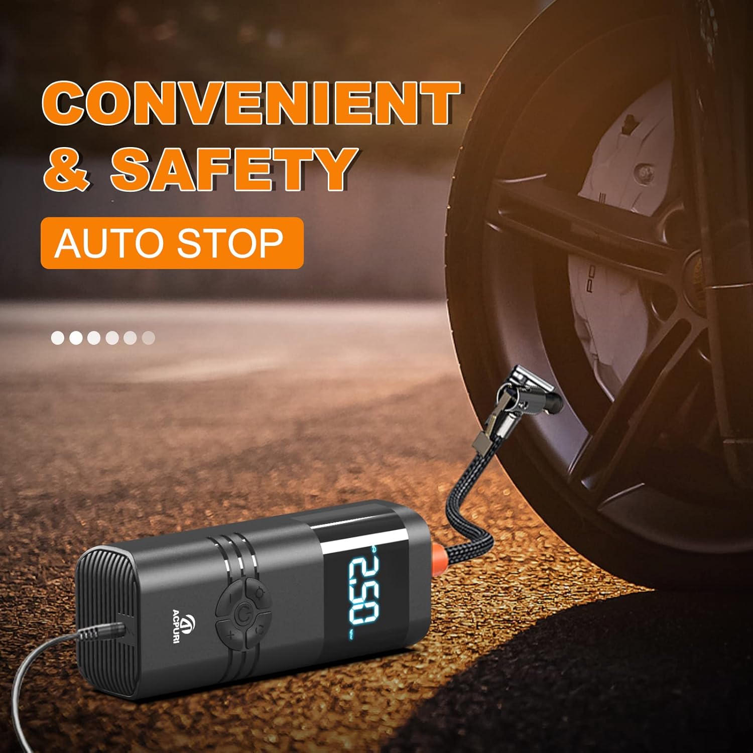 Portable Air Compressor Tire Inflator: 12V DC Auto Tire Pump Car Tire Inflator with Digital Pressure Gauge, Fast Inflation