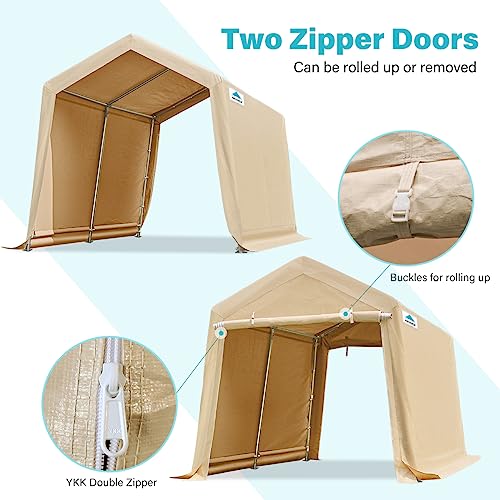 ADVANCE OUTDOOR 10x10 ft Heavy Duty Outdoor Patio Portable Canopy Storage Shelter Shed Carport with 2 Roll up Zipper Doors & Vents for Snowmobile