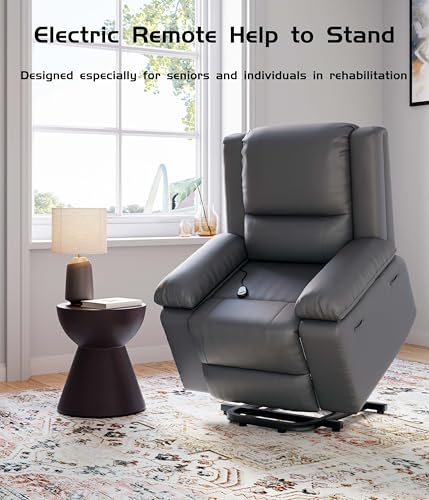 GarveeHome Power Lift Recliner Chair - Heat and Massage, Faux PU Electric Lift Recliner for Elderly & Mobility Impaired, Adjustable Back and Legs