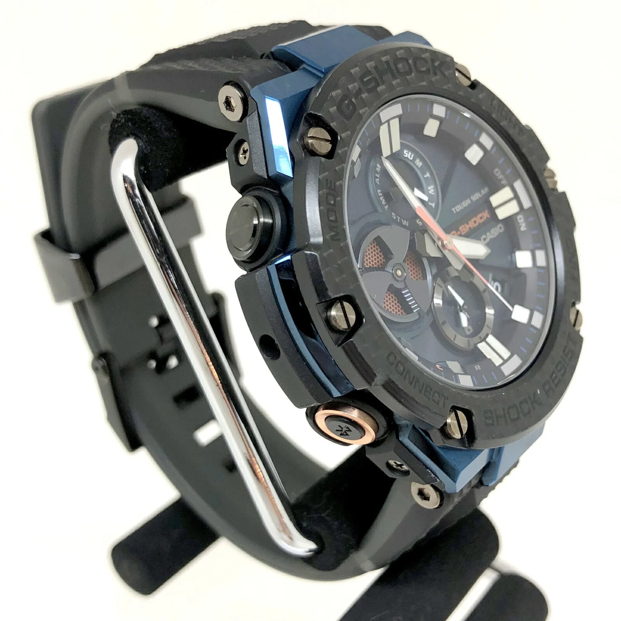 Pre-Owned CASIO Casio G-SHOCK Watch GST-B100XB-2A G-STEEL G Steel Bluetooth Equipped with Toughness Carbon Smartphone Link Tough Solar Black Blue
