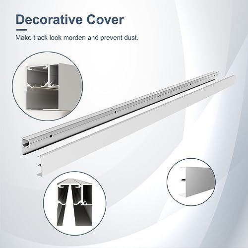 JUBEST 6FT Sliding Barn Door Track Kit, Aluminium Box Rail Wall Mounted Hidden Barn Door Hardware Kit, for Various Modern Doors, Easy to Install