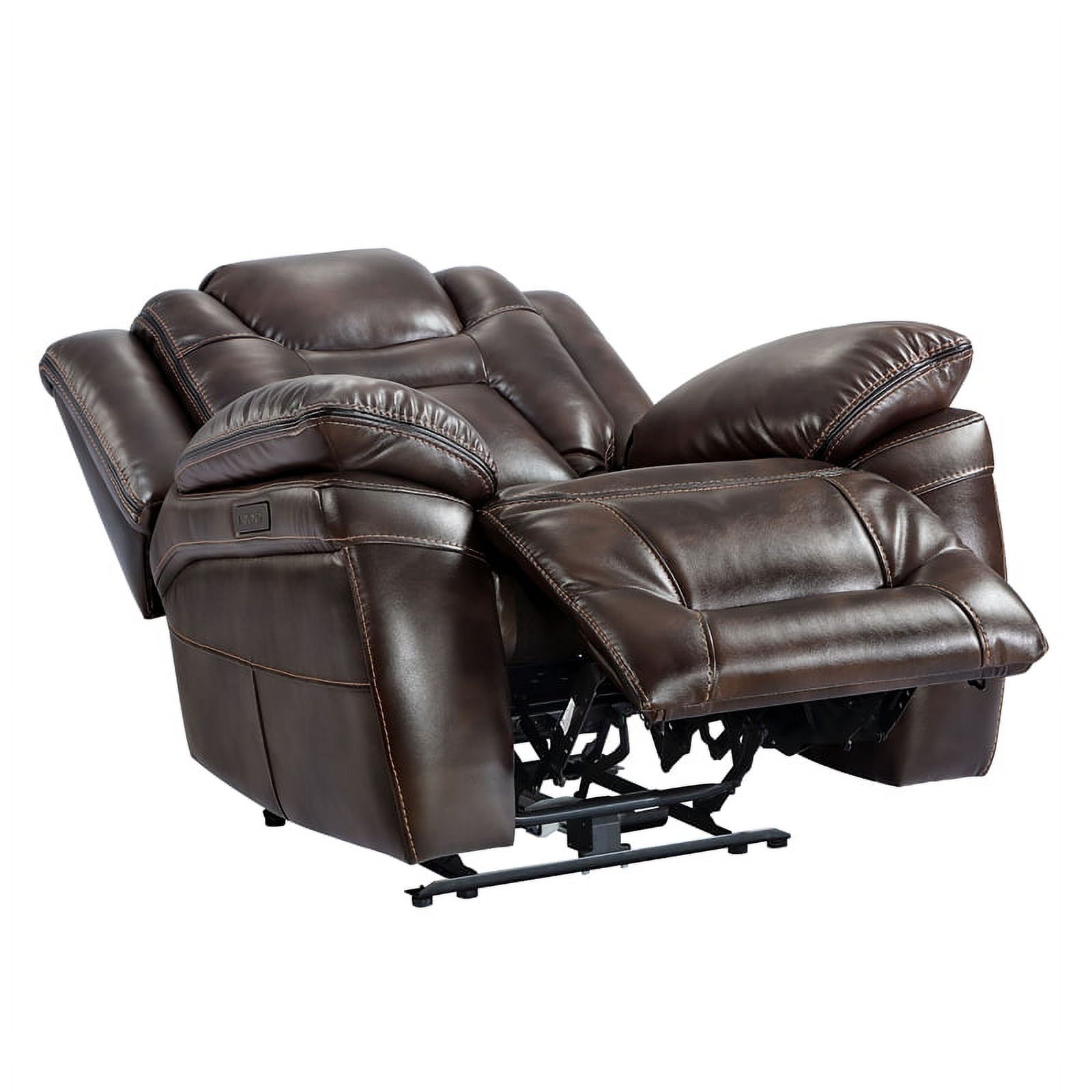 Oportuna Brown Faux Leather Dual Power 3PC Set