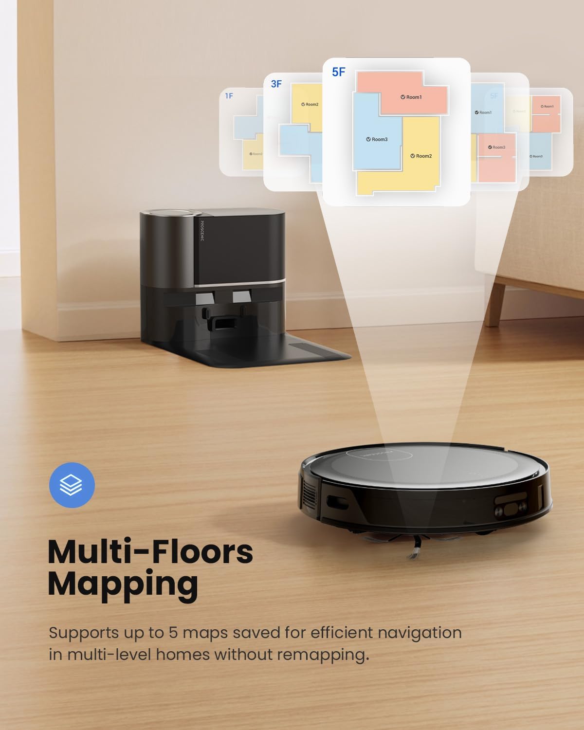 Proscenic Floobot X1 Robot Vacuum and Mop Combo Self Emptying Station,3000Pa Suction Robotic Vacuums, Tailor Your Cleaning via App, 200Mins Runtime