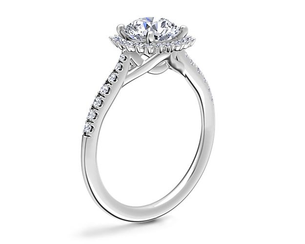 0.95 Ct Brilliant Round Cut Natural Diamond Radiant Halo Engagement Ring for her Solid 14K White Gold Size 5.5